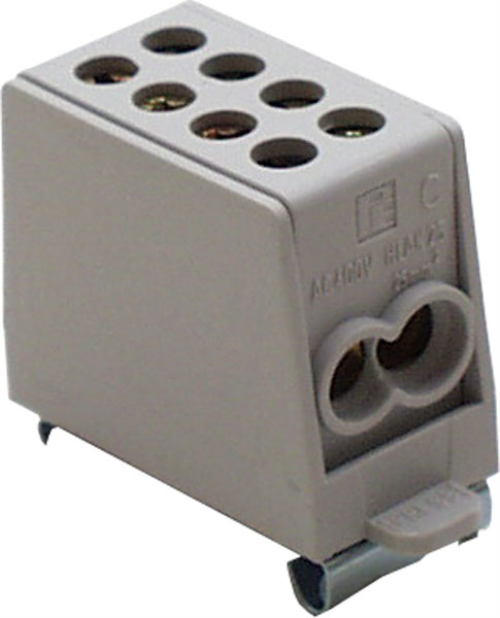 Hauptleitungs-Abzweigklemme M2, 25/16mm²,1-polig, grau | 2 Eingänge, 2 Ausgänge |