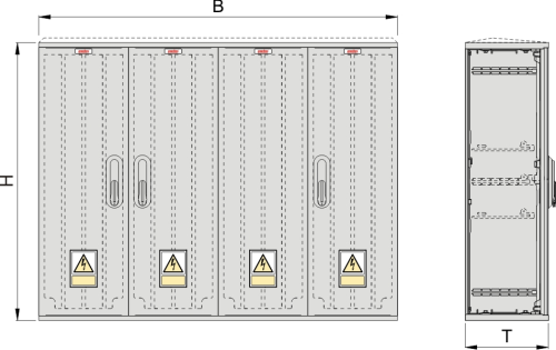 OSZ 26x2/53x60-2 Kasten GFK, gerippt, Schrägdach, 4-türig, 3 Sperren, BxHxT=1058x640x245