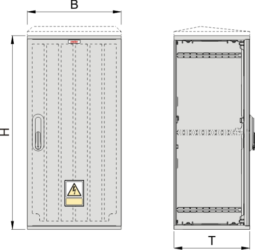 KS 40 x 60 Kasten GFK, glatt, Schrägdach, 1-türig, 1 Sperre, BxHxT=396x664x320