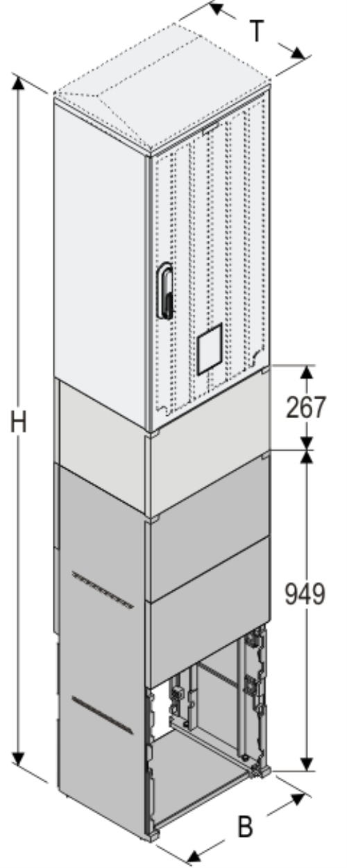 KS+KK+KF 40 x 80 Kasten GFK + Sockel + Kurzsockel, glatt, Schrägdach, 1-türig, 1 Sperre, BxHxT=396x2031x320