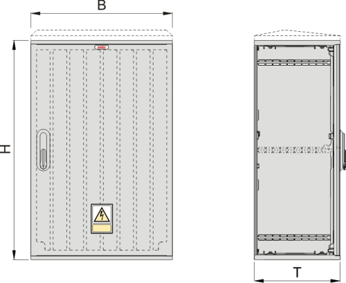 KSZ 53 x 60 Kasten GFK, gerippt, Flachdach, 1-türig, 1 Sperre, BxHxT=528x620x320