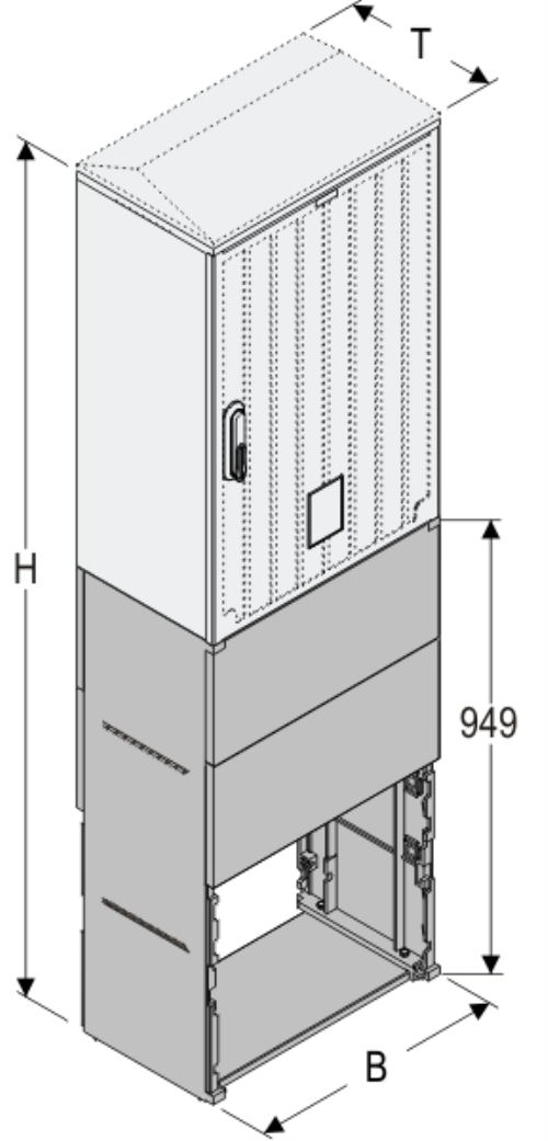 KS+KF 53 x 60 Kasten GFK + Sockel, glatt, Schrägdach, 1-türig, 1 Sperre, BxHxT=528x1587x320