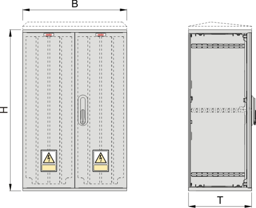KS 53 x 80 - 2 Kasten GFK, glatt, Flachdach, 2-türig, 1 Sperre, BxHxT=528x820x320