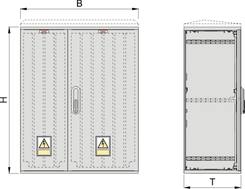 KSZ 66 x 60 Kasten GFK, gerippt, Flachdach, 2-türig, 1 Sperre, BxHxT=660x620x320