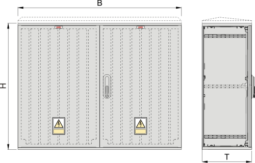 KSZ 106 x 80 Kasten GFK, gerippt, Schrägdach, 2-türig, 1 Sperre, BxHxT=1058x864x320