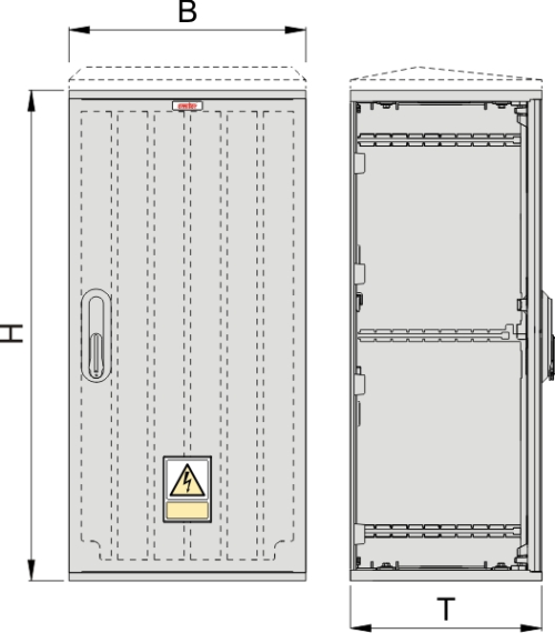 KSi 40 x 80 Kasten GFK + Isolierstützer, glatt, Flachdach, 1-türig, 1 Sperre, BxHxT=396x820x320