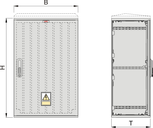 KSZi 53 x 80 Kasten GFK + Isolierstützer, gerippt, Flachdach, 1-türig, 1 Sperre, BxHxT=528x820x320