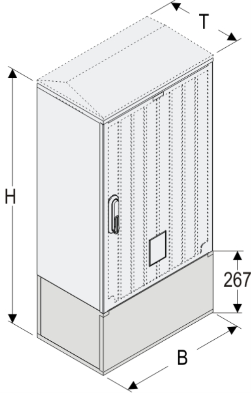 KSi+KK 53 x 80 Kasten GFK + Kurzsockel + Isolierstützer, glatt, Flachdach, 1-türig, 1 Sperre, BxHxT=528x1064x320