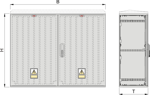 KSi 106 x 80 Kasten GFK + Isolierstützer, glatt, Schrägdach, 2-türig, 1 Sperre, BxHxT=1058x864x320