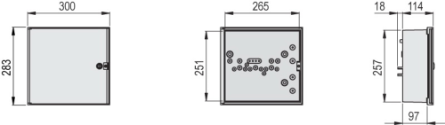 ZN+u 30x28 Kasten GFK, glatt, Flachdach, 1-türig, 1 Sperre, Mastmontage, BxHxT=300x283x114