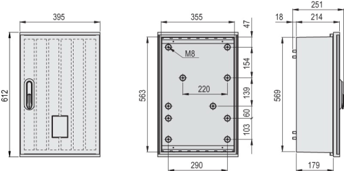 OW+u 40x60 Kasten GFK, gerippt, Flachdach, 1-türig, 1 Sperre, Mastmontage, BxHxT=395x612x214
