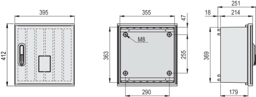 OWG+u 40x40 Kasten GFK, glatt, Flachdach, 1-türig, 1 Sperre, Mastmontage, BxHxT=395x412x214