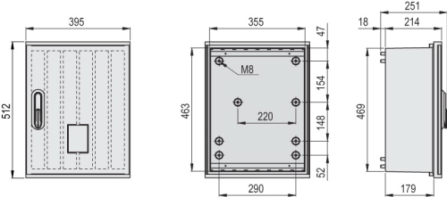 OWG+u 40x50 Kasten GFK, glatt, Flachdach, 1-türig, 1 Sperre, Mastmontage, BxHxT=395x512x214