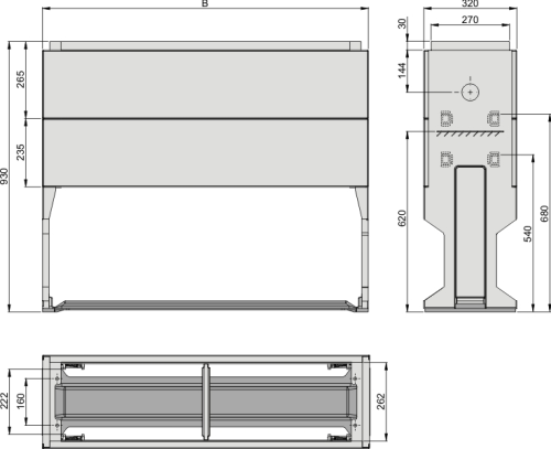 DIN 2 Sockel FD 2, BxHxT=1120x930x320