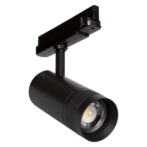 LED - 3 Phasen-Stromschienenstrahler Universal TW | 20W | Dimmbar über Drehregler: 80-1600lumen | Einstellbarer Abstrahlwinkel: 21°-50° | Gehäuse: schwarz | 3000K/4000K | CRI>90 | HxD: 256x72mm