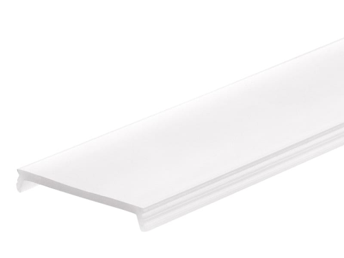 C10 / Abdeckung für Klasse10 Aluprofil; PC opal/satiniert; Lichtdurchlässigkeit: 65%; BxH: 25,08x3,81mm; in Stange zu 2m
