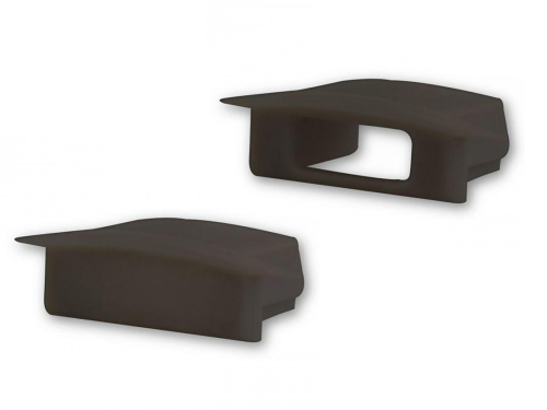Endkappensatz für Einbau Aluprofil flach; PVC schwarz; bestehend aus 2 Stück (1 mit Loch / 1 ohne Loch)