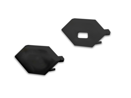 Endkappensatz für Eckprofil Aluprofil | PVC schwarz | bestehend aus 2 Stück (1 mit Loch / 1 ohne Loch)