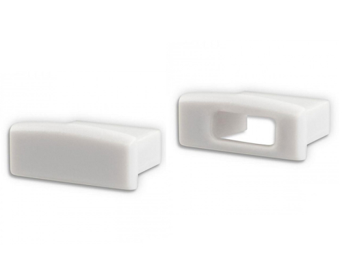 Endkappensatz für Aluprofil flach randlos; PVC grau; bestehend aus 2 Stück (1 mit Loch / 1 ohne Loch)