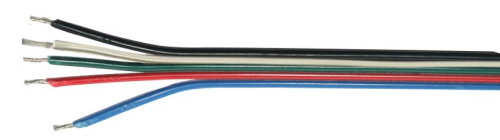 Litzenleitung für den Innenbereich, PVC flach, 5x0,5mm² für RGBW (schwarz/rot/grün/blau/weiß)