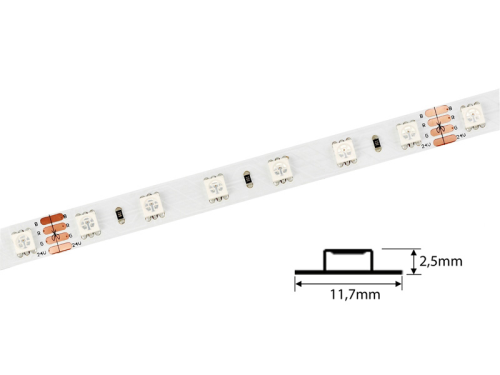 LED Flex W, RGB, ohne Beschichtung, 24VDC, 14,4W/m, IP20