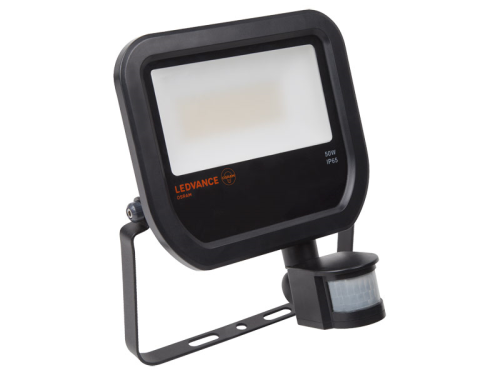LED Floodlight outdoor schwarz | 230V | 5500lm | warmweiß 3000K | 50W | Abstrahlwinkel: 100° | IP65 | Ra>80% | mit Bewegungsmelder und Tageslichterkennung