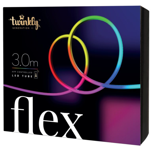 Twinkly Flex | RGB LED Flex Neon | Starter Kit | 300 LEDs | 3m | IP20 | mit APP steuerbar, Bluetooth+WiFi | Anschlußleitung: 2m | Kabel weiß