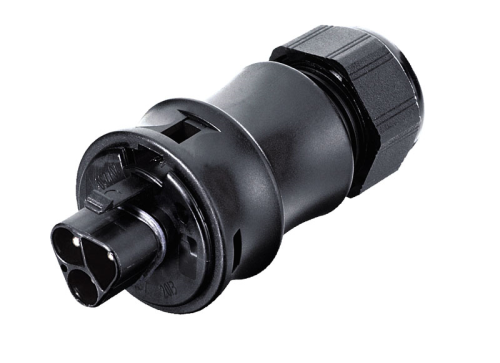 GESIS IP+ Stecker  2pol. mit Schraubk. Rundkabel schwarz