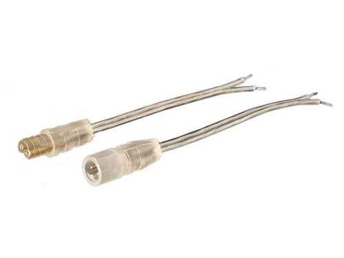 Steckersatz 2pol. transparent, bestehend aus 10x Stecker und 10x Kupplung