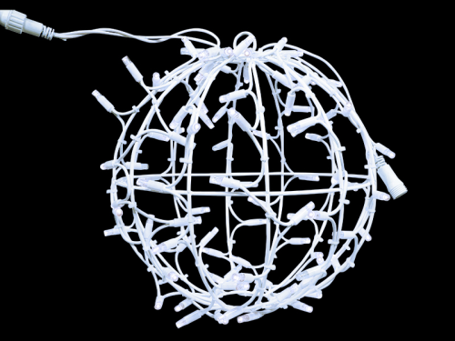 Leuchtkugel faltbar weiß, 3D-Figur LED "Kugel flash" 70LEDs kaltweiß + 14LEDs kaltweiß flash, DM=35cm, P=6,5W