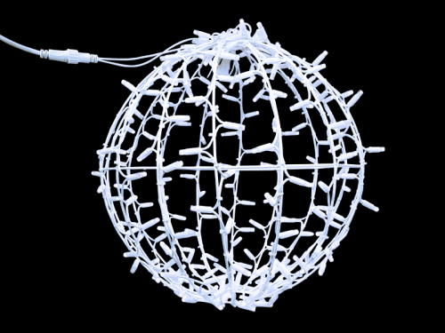 Leuchtkugel faltbar weiß, 3D-Figur LED "Kugel flash" 158LEDs kaltweiß + 31LEDs kaltweiß flash, DM=50cm, P=10W