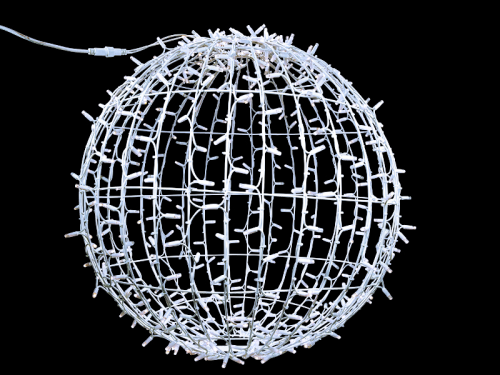 Leuchtkugel faltbar weiß, 3D-Figur LED "Kugel flash" 280LEDs kaltweiß + 56LEDs kaltweiß flash, DM:80cm, P=20W,