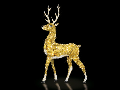 LED 3D-Motiv "Rentier Exklusiv" Gold | HxBxT=260x150x50cm | 36W | warmweiß | IP44 |