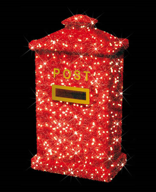 LED 3D-Motiv "Postkasten" Rot/Gold | HxBxT: 145x80x50cm | 24V |18W | warmweiß | inkl. Netzteil | IP44 |