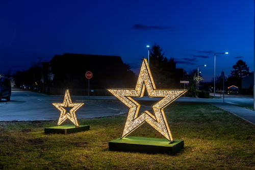 VERLEIH: 3D-Motiv "3D Star - 1m" | HxBxT=100x100x10cm| 15W | 24V | 238 LEDs | IP44 | warmweiß | inkl. Netzteil | 5m Anschlußkabel |