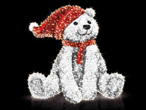 LED 3D-Motiv "Teddybär mit Mütze" Rot/Weiß | H: 310cm | d:240cm | 24V | 88W | kaltweiß | inkl. Netzteil | IP44 |