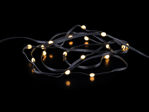 LED Lichterkette Play Light Black | 10m + 5m Anschlußleitung | 100 LEDs | warmweiß | Kabelfarbe: schwarz | 12V | 9W | inkl. Steckernetzteil | IP44 |