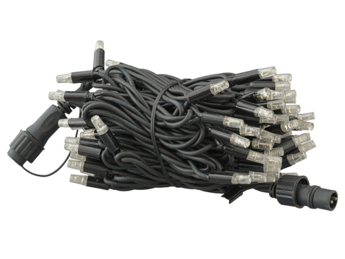 ProSystem Modular LED 230V | Verbindungsstring 10m | 6,5W | 100 LEDs | warmweiß | Kabel schwarz | IP65 |