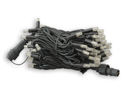 ProSystem Modular LED 230V | Verbindungsstring 10m | 6,5W | 100 LEDs | superwarmweiß | Kabel schwarz | IP65 |