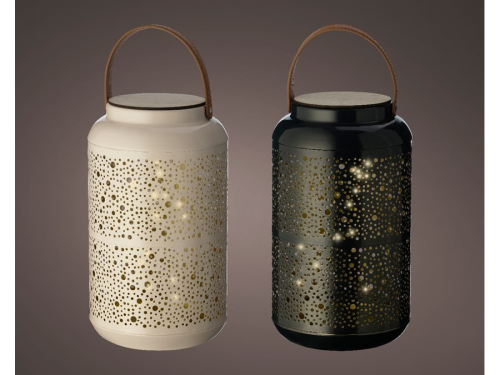 Batterie 3D-Laterne "Metall Schwarz" | H:31cm | d:18cm | 30 LEDs | warmweiß | Batterie: 3xAAA exkl. | IP20 | Timer: 6h an, 18h aus