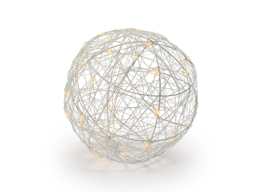 Batteriebetriebene 3D-Kugel "Bianco M" weiß  | d:20cm | 60 LEDs | superwarmweiß | IP44 | Batterie: 3xAA exkl. |