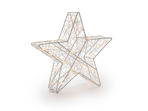 Batteriebetriebener 3D-Stern "Bianco M" weiß  | d:28cm | T:7cm | 60 LEDs | superwarmweiß | IP44 | Batterie: 3xAA exkl. |