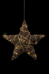 Batteriebetriebener Rattan-Stern | braun/gold | DxT: 40x9cm | warmweiß | IP20 | inkl. Timer: 6h on/18h off | Batterie: 3xAA exkl. |