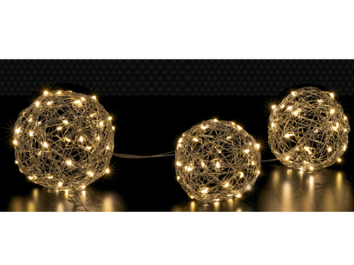 Weihnachtskugeln 3er Set, silber, warmweiß, 1x12cm / 2x10cm