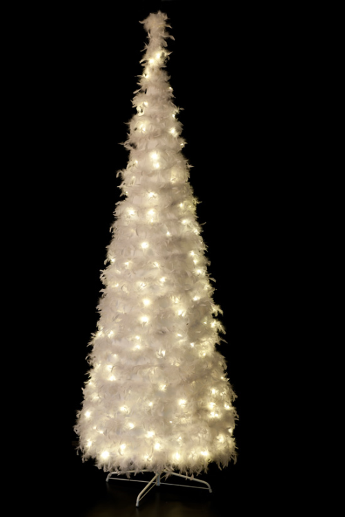 LED Feder Baum weiß 240, d= 80cm, H= 240cm, warmweiß