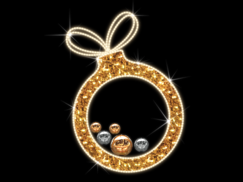 2D-Mastfigur Christbaumkugel mit Reisig Gold | LED warmweiß | BxH:110x145cm | 230V | 33W | IP44 |