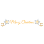 2D-Schiftmotiv "Merry Christmas" mit Sternen | LED warmweiß/eisweiß | BxH:680x135cm | 230V | 120W | IP44 |